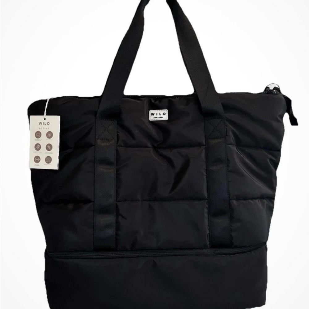 Wilo Black Quilted Tote Bag